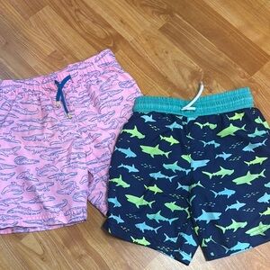 🔴 Alligator/ shark swim shorts, 2 pairs of boys swim trunks size 4t & 5